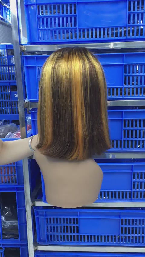 P4/144# highlight color 13x4 full frontal bob